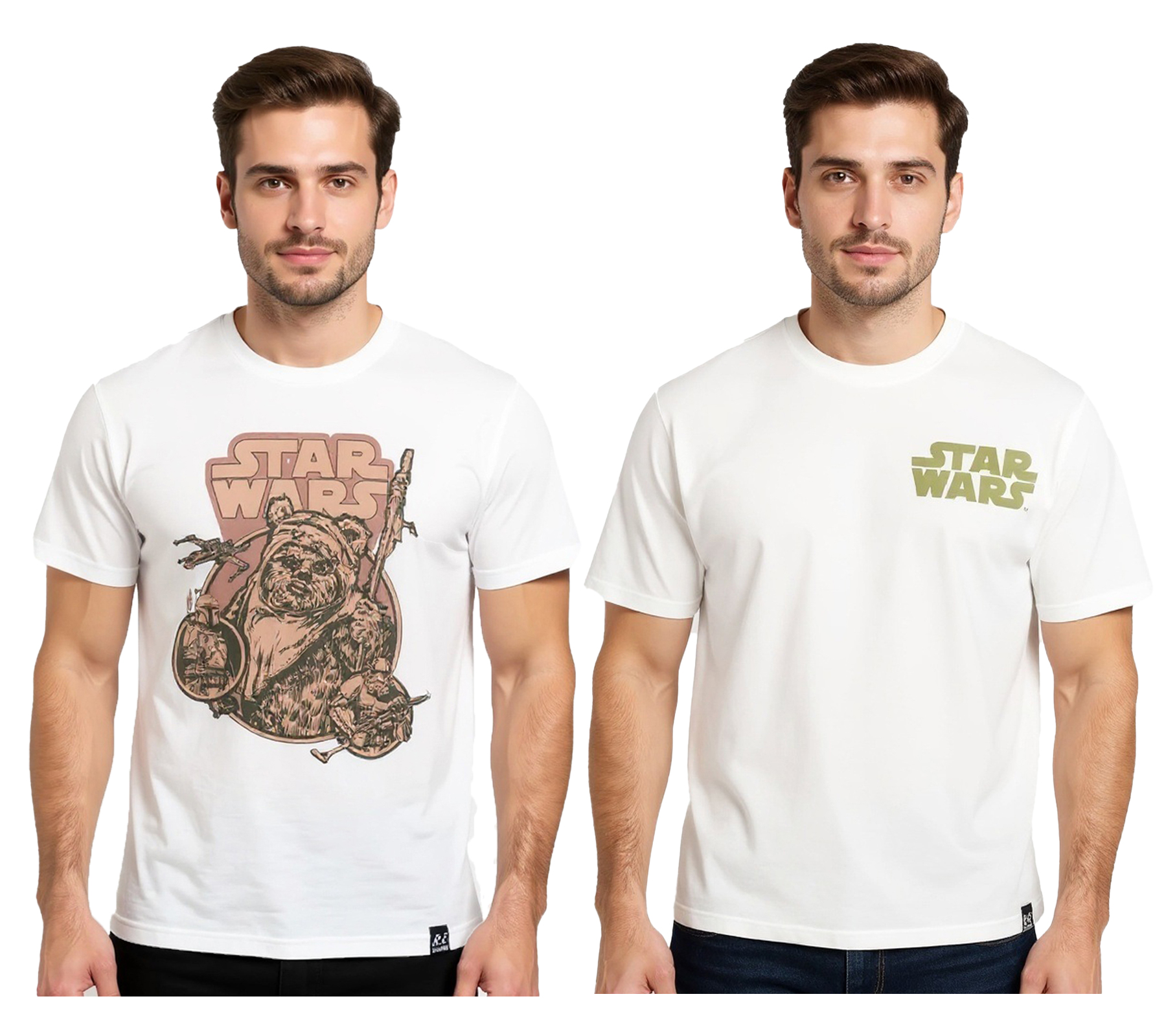 RE:COVERED X STAR WARS Herren T-Shirt mit Star Wars-Print Baumwoll-Shirt Kurzarm-Shirt RCDIF20 Ecru-Weiß von RE:COVERED