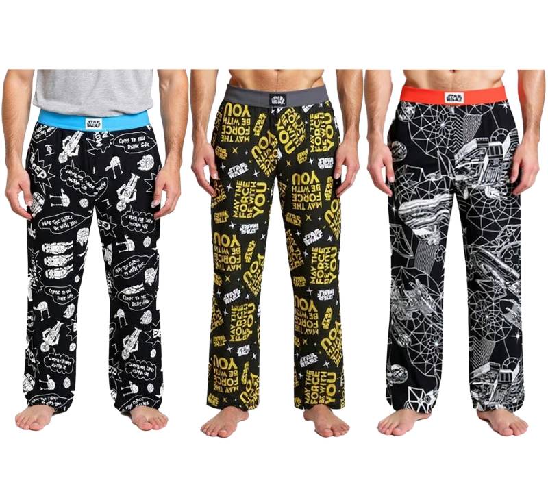 RE:COVERED X STAR WARS Pyjama-Hose Herren Schlafanzug-Hose mit verschiedenen Prints Loungepants in Schwarz/Gelb oder Schwarz/Weiß von RE:COVERED