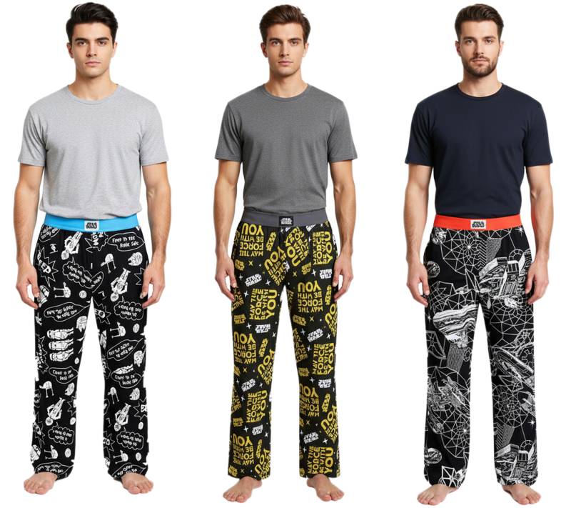 RE:COVERED X STAR WARS Pyjama-Hose Herren Schlafanzug-Hose mit verschiedenen Prints Loungepants in Schwarz/Gelb oder Schwarz/Weiß von RE:COVERED