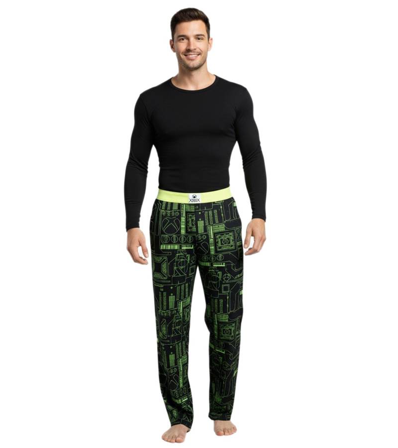RE:COVERED X XBOX Series X Digital Loungepants Herren Schlafanzug-Hose stylische Pyjama-Hose RCXBX122 Schwarz/Neon-Grün von RE:COVERED