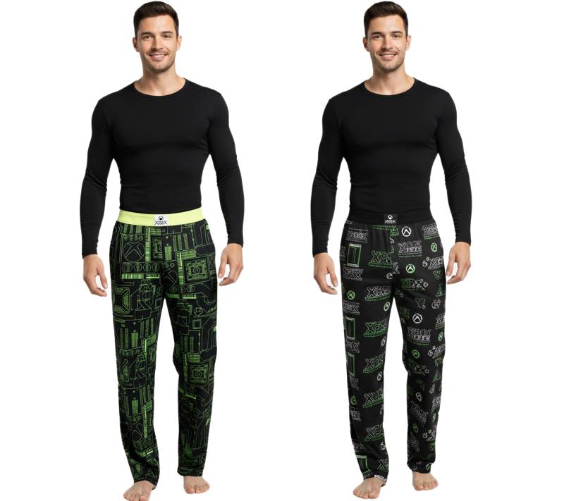 RE:COVERED X XBOX Series X Loungepants Herren Schlafanzug-Hose stylische Pyjama-Hose in Schwarz/Grün oder Schwarz/Neon-Grün von RE:COVERED