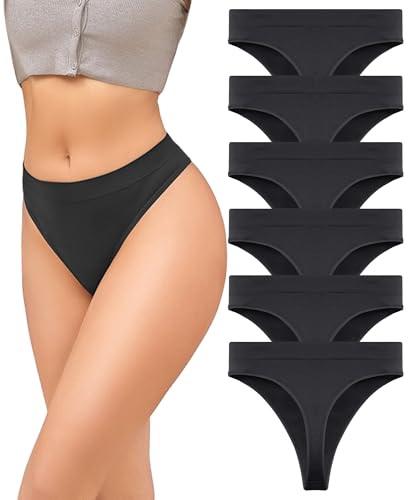 READY TO LOVE String Tanga Damen Nahtlos High Waist Unterhosen Damen Tangas Damen Unterwäsche Frauen Komfortabel Weich Seamless Slips Damen 6er Pack(L) von READY TO LOVE