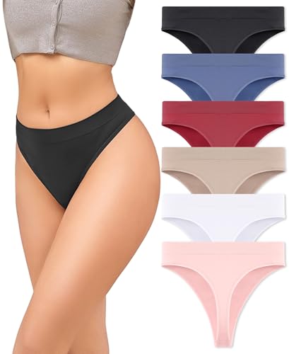 READY TO LOVE String Tanga Damen Nahtlos High Waist Unterhosen Damen Tangas Damen Unterwäsche Frauen Komfortabel Weich Seamless Slips Damen 6er Pack(XL) von READY TO LOVE