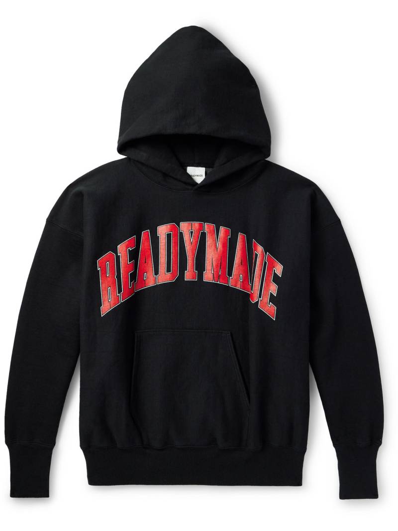 READYMADE - Logo-Print Cotton-Blend Jersey Hoodie - Men - Black - XL von READYMADE