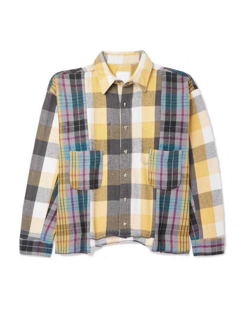 READYMADE - Patchwork Checked Cotton-Flannel Shirt - Men - Yellow - 0 von READYMADE