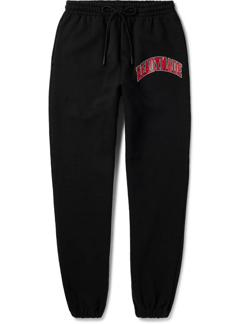 READYMADE - Tapered Logo-Print Cotton-Blend Jersey Sweatpants - Men - Black - XXL von READYMADE