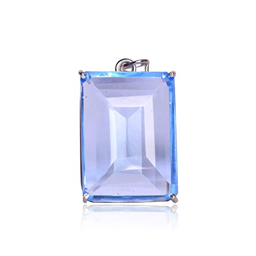 Blauer Topas Anhänger Sterling Silber Anhänger Ca. 100-130 Ct Blauer Topas Smaragd geschnittener Anhänger 925 Sterling Silber Anhänger Geschenkidee von REAL-GEMS