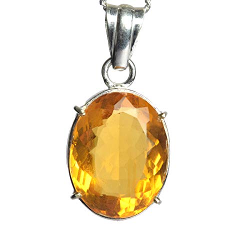 Gelber Citrin Anhänger Sterling Silber Anhänger ca. 70-75 Ct Gelber Citrin Oval geschnittener Anhänger 925 Sterling Silber Anhänger Geschenkidee von REAL-GEMS