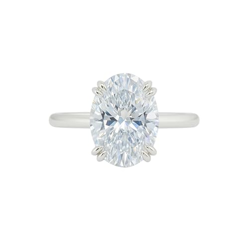 REAL-GEMS 4,00 Karat ovaler weißer behandelter Diamantring, zertifiziertes 925er-Sterlingsilber, eleganter feiner Schmuck für Damen, 10, Sterling Silber, Diamant von REAL-GEMS
