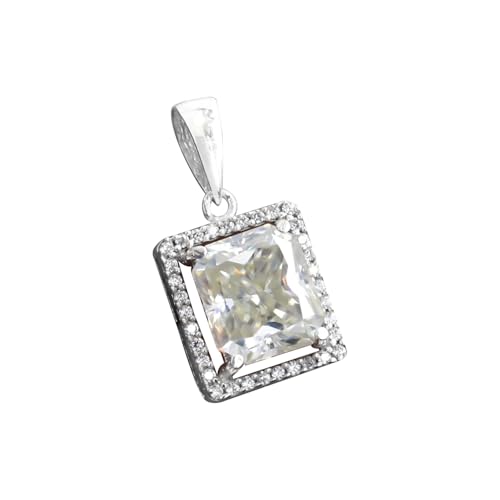 REAL-GEMS 7,30 Karat natürlicher weißer Diamant-Anhänger, Halskette für Damen, Sterlingsilber, handgefertigt, zertifizierter Solitär-Schmuck ohne Kette, funkelnder, feiner Edelstein-Halsketten-Look REAL-GEMS 7,30 Karat natürlicher weißer Diamant-Anhänger, Halskette für Damen, Sterlingsilber, handgefertigt, zertifizierter Solitär-Schmuck ohne Kette, funkelnder, feiner Edelstein-Halsketten-Look von REAL-GEMS