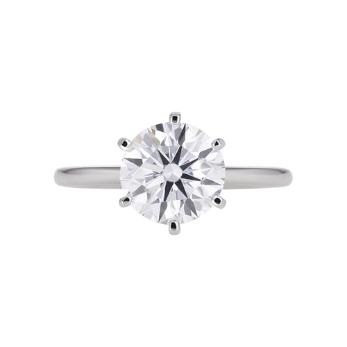 REAL-GEMS Diamantring, 3,70 Karat, runder geschliffener weißer behandelter Diamant, zertifiziertes 925er Sterlingsilber, eleganter feiner Schmuck für Damen, 9, Sterling Silber, Diamant von REAL-GEMS