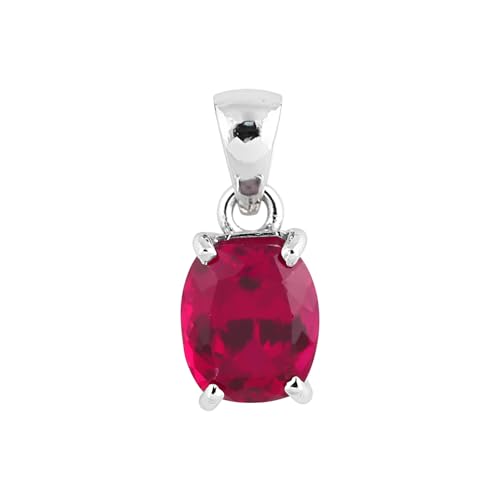 REAL-GEMS Halskette mit 16-karätigem Rubin im Kissenschliff, natürlicher roter Rubin, Halskette mit Kette, Damenschmuck, handgefertigter Edelstein von REAL-GEMS