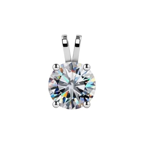 REAL-GEMS Halskette mit 3,30-karätigem natürlichem weißen Diamant-Anhänger, für Damen, Sterlingsilber, handgefertigt, zertifizierter Solitär-Schmuck ohne Kette, moderner, minimalistischer von REAL-GEMS