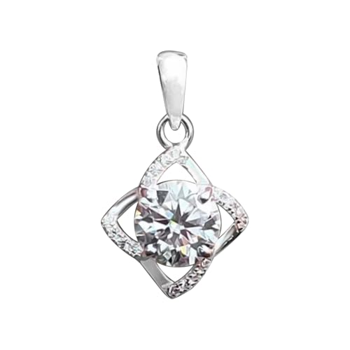 REAL-GEMS Halskette mit 3,70 Karat natürlichem weißen Diamant-Anhänger, für Damen, Sterlingsilber, handgefertigt, zertifizierter Solitär-Schmuck ohne Kette, edler Schmuck, Statement-Look von REAL-GEMS