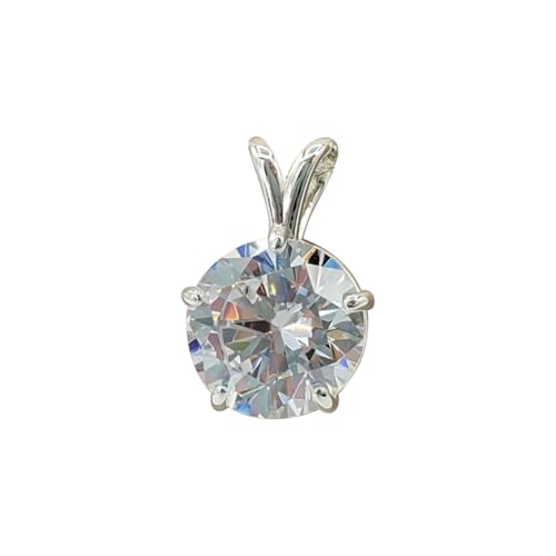 REAL-GEMS Halskette mit 5,50 Karat natürlichem, weißem runden Diamant-Anhänger, Halskette für Damen, Sterlingsilber, zertifizierter, handgefertigter Solitär-Schmuck ohne Kette, eleganter Edelstein von REAL-GEMS