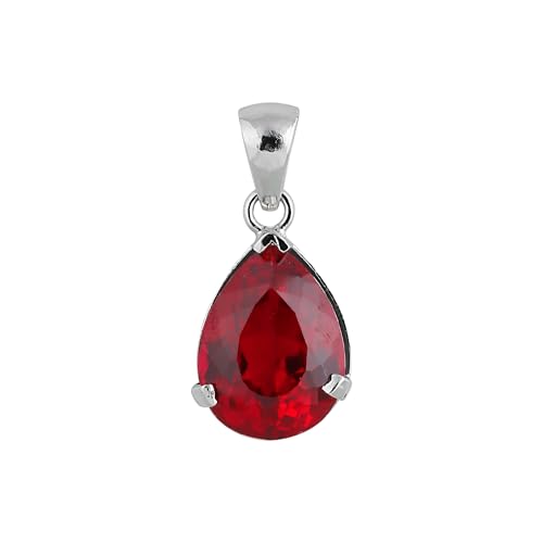 REAL-GEMS Halskette mit Anhänger, 18 Karat, natürlicher roter Rubin, 925er Sterlingsilber, Schmuck für Damen, mit Kette REAL-GEMS Halskette mit Anhänger, 18 Karat, natürlicher roter Rubin, 925er Sterlingsilber, Schmuck für Damen, mit Kette von REAL-GEMS