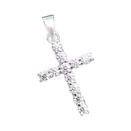 REAL-GEMS Halskette mit Kreuz-Anhänger für Damen, 1,10 Karat, zertifiziert, 3 mm, 925er Sterlingsilber, feiner Schmuck ohne Kette REAL-GEMS Halskette mit Kreuz-Anhänger für Damen, 1,10 Karat, zertifiziert, 3 mm, 925er Sterlingsilber, feiner Schmuck ohne Kette von REAL-GEMS
