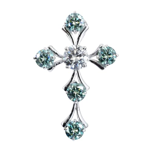 REAL-GEMS Halskette mit Kreuz-Anhänger für Damen, 5,00 Karat, Rundschliff, blauer und weißer Diamant, 925er Sterlingsilber, zertifizierter Schmuck ohne Kette REAL-GEMS Halskette mit Kreuz-Anhänger für Damen, 5,00 Karat, Rundschliff, blauer und weißer Diamant, 925er Sterlingsilber, zertifizierter Schmuck ohne Kette von REAL-GEMS