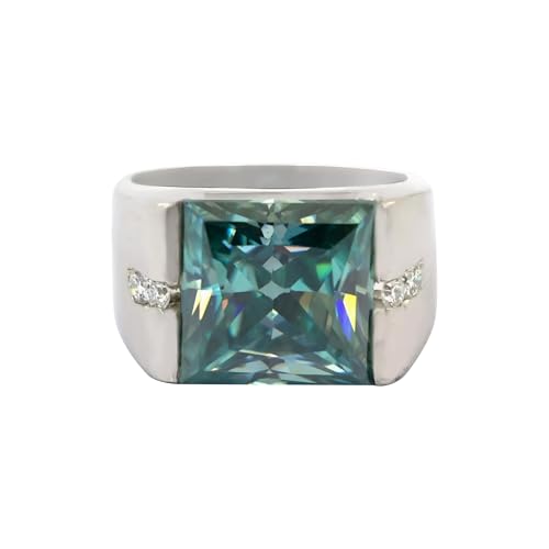 REAL-GEMS Solitärring aus 925er Sterlingsilber, 15,80 Karat, blauer behandelter Diamant im Prinzessschliff, zertifiziertes 925er Sterlingsilber, 5, Sterling Silber, Diamant REAL-GEMS Solitärring aus 925er Sterlingsilber, 15,80 Karat, blauer behandelter Diamant im Prinzessschliff, zertifiziertes 925er Sterlingsilber, 5, Sterling Silber, Diamant von REAL-GEMS