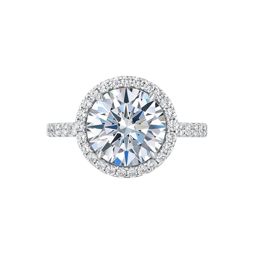 REAL-GEMS Solitärring aus 925er-Sterlingsilber, 3,25 Karat, runder geschliffener weißer behandelter Diamant, Schmuck für Damen, 6, Sterling Silber, Diamant von REAL-GEMS