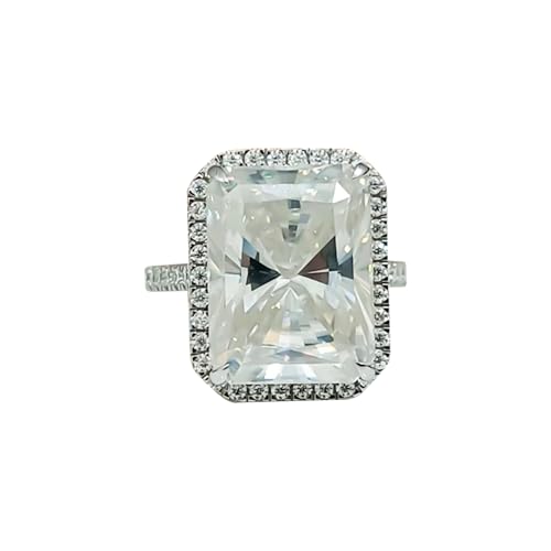REAL-GEMS Solitärring aus 925er Sterlingsilber, 3,95 Karat, strahlend geschliffener weißer behandelter Diamant, Schmuck für Damen, 6, Sterling Silber, Diamant von REAL-GEMS