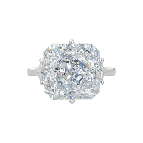 REAL-GEMS Solitärring aus 925er Sterlingsilber mit 4,50 Karat strahlendem Schliff und weißem behandeltem Diamant, 7, Sterling Silber, Diamant von REAL-GEMS