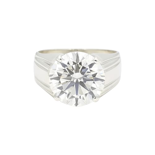 REAL-GEMS Solitärring mit 18,20 Karat, runder geschliffener weißer behandelter Diamant, zertifiziertes 925er-Sterlingsilber, feiner Schmuck für Damen, 8, Sterling Silber, Diamant von REAL-GEMS