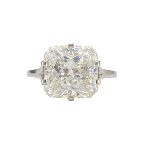 REAL-GEMS Solitärring mit 24,30 Karat, strahlend geschliffener weißer behandelter Diamant, zertifiziertes 925er Sterlingsilber, feiner Schmuck für Damen, 10, Sterling Silber, Diamant von REAL-GEMS