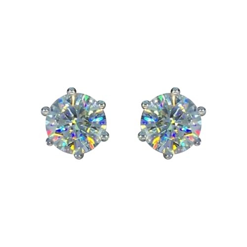 REAL-GEMS Zertifizierte natürliche Diamant-Ohrstecker für Damen aus 925er Sterlingsilber mit mehreren Karat- und Farboptionen, 6.5, Sterling Silber, Diamant von REAL-GEMS