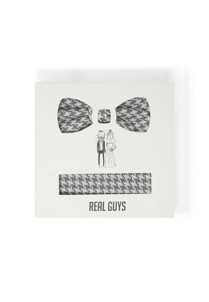 REAL GUYS by J.PLOENES Fliege (2-St) Set mit Einstecktuch und Hahnentritt Muster von REAL GUYS by J.PLOENES