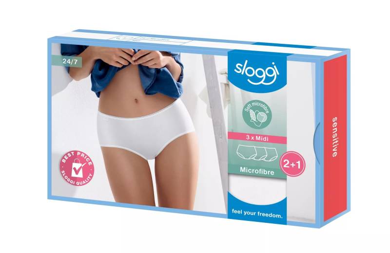 sloggi - sloggi 24/7 Microfibre Midi C3P weiss - Gr. - 40 von sloggi