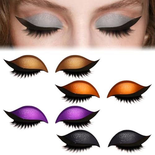 Lazy Eye Shadow Eyelash Patch, Colorful Beauty Fashion Eyelid Line Sticker with False Lashes & Shadow, 2-in-1 Reusable Eyeshadow Eyelashes Makeup Stickers for Women's All Eyeshapes(4 color-B) von REALOKMAN