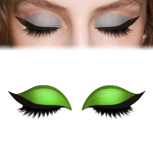 Lazy Eye Shadow Eyelash Patch, Colorful Beauty Fashion Eyelid Line Sticker with False Lashes & Shadow, 2-in-1 Reusable Eyeshadow Eyelashes Makeup Stickers for Women's All Eyeshapes(Grün) von REALOKMAN