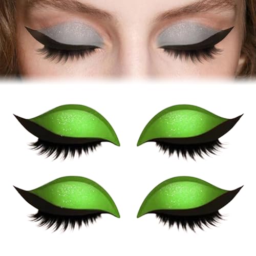 Lazy Eye Shadow Wimpernpflaster, Farbenfroher Beauty Fashion Augenlid-Aufkleber Mit Falschen Wimpern Und Lidschatten, 2-in-1 Wiederverwendbare Lidschatten-Wimpern-Make-up-Aufkleber(2pcs Green) von REALOKMAN