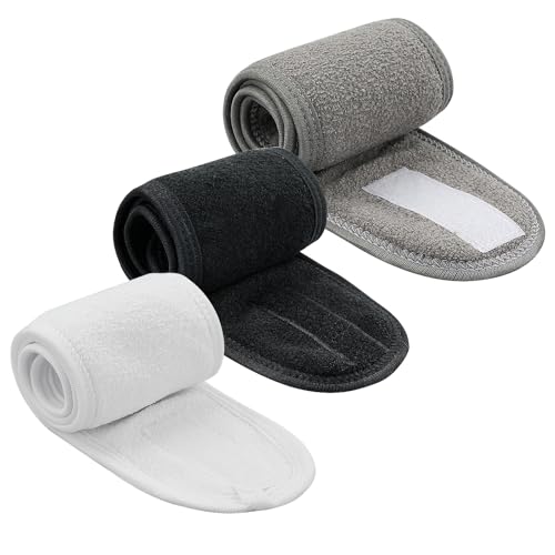 REBECASKYENS Stirnband 3 Stück Verstellbares für Gesichtswäsche Make up Schönheit Gesichtsschlaufe Yoga Stirnband Selbstklebendes Handtuch von REBECASKYENS