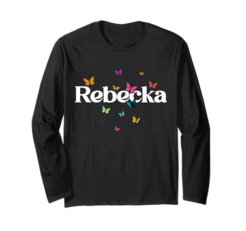Rebecka - Schöner Mädchen Name mit bunten Schmetterlingen Langarmshirt Rebecka - Schöner Mädchen Name mit bunten Schmetterlingen Langarmshirt von REBECKA Tochter Enkel Geburtstag Geschenkideen