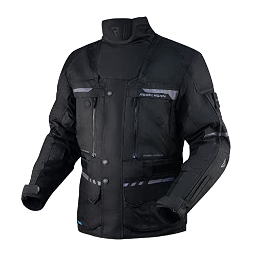 REBELHORN Cubby IV Motorradjacke Herren | Textil | Reissa Membran | Ellbogen und Schulterprotektoren Stufe 2 | Mesh Belüftungseinsätze | ThermoLite Thermofutter von REBELHORN