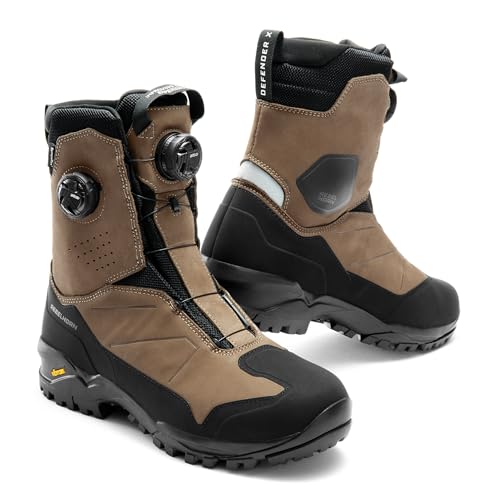 REBELHORN Defender X Motorradstiefel Herren und Damen | Leder | Knöchel Protektoren | ATOP Schnellschnürung | Sympatex Membran | Vibram Sohle von REBELHORN