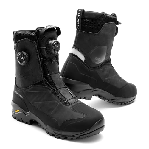 REBELHORN Defender X Motorradstiefel Herren und Damen | Leder | Knöchel Protektoren | ATOP Schnellschnürung | Sympatex Membran | Vibram Sohle von REBELHORN