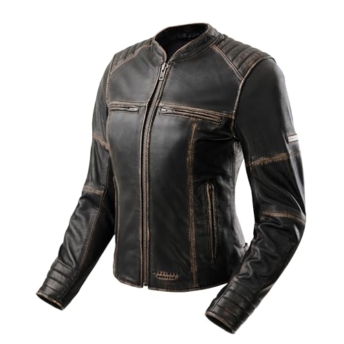 REBELHORN Hunter II Lady Motorradjacke Damen | Leder | Ellbogen, Schulter und Rückenprotektor der Stufe 2 | 2 Belüftungskanäle von REBELHORN