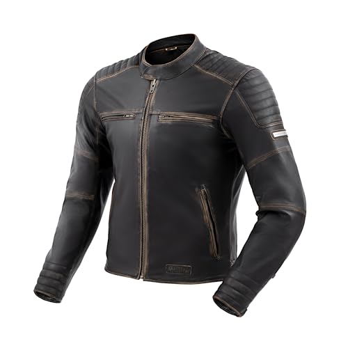 REBELHORN Hunter II Motorradjacke Herren | Leder | Ellbogen, Schulter und Rückenprotektor der Stufe 2 | 2 Belüftungskanäle von REBELHORN