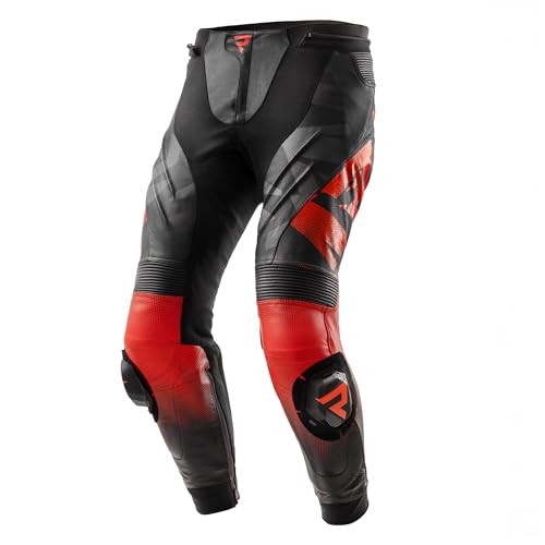 REBELHORN Inferno Motorradhose Herren | Leder | Knie, Hüft und Steißbein Protektoren Stufe 2 | Knieschleifer | Belüftungspaneele von REBELHORN