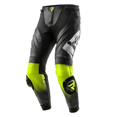 REBELHORN Inferno Motorradhose Herren | Leder | Knie, Hüft und Steißbein Protektoren Stufe 2 | Knieschleifer | Belüftungspaneele von REBELHORN