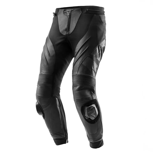 REBELHORN Inferno Motorradhose Herren | Leder | Knie, Hüft und Steißbein Protektoren Stufe 2 | Knieschleifer | Belüftungspaneele von REBELHORN