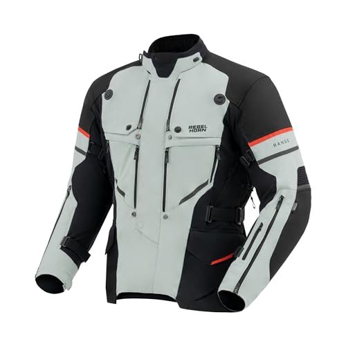 REBELHORN Range Motorradjacke Herren | Textil | Sympatex Membran | Schulter und Ellenbogenprotektoren Stufe 2 | Belüftungspaneele mit Fidlock | 3 Schichten von REBELHORN
