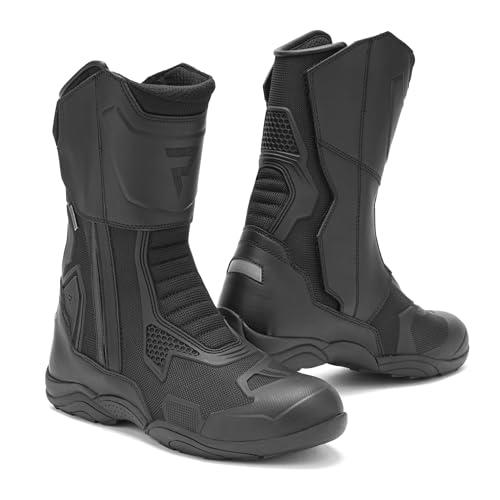 REBELHORN Range Motorradstiefel Herren | Knöchel und Schienbeinschutz | Sympatex Membran | Mesh Belüftungspaneele | Zwei Lange Reißverschlüsse von REBELHORN