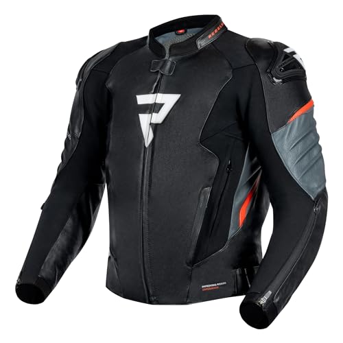 REBELHORN Veloce Motorradjacke Herren | Leder | Ellbogen und Schulterprotektoren Stufe 2 | Schulterschieber | 6 Belüftungskanäle mit Reißverschluss von REBELHORN