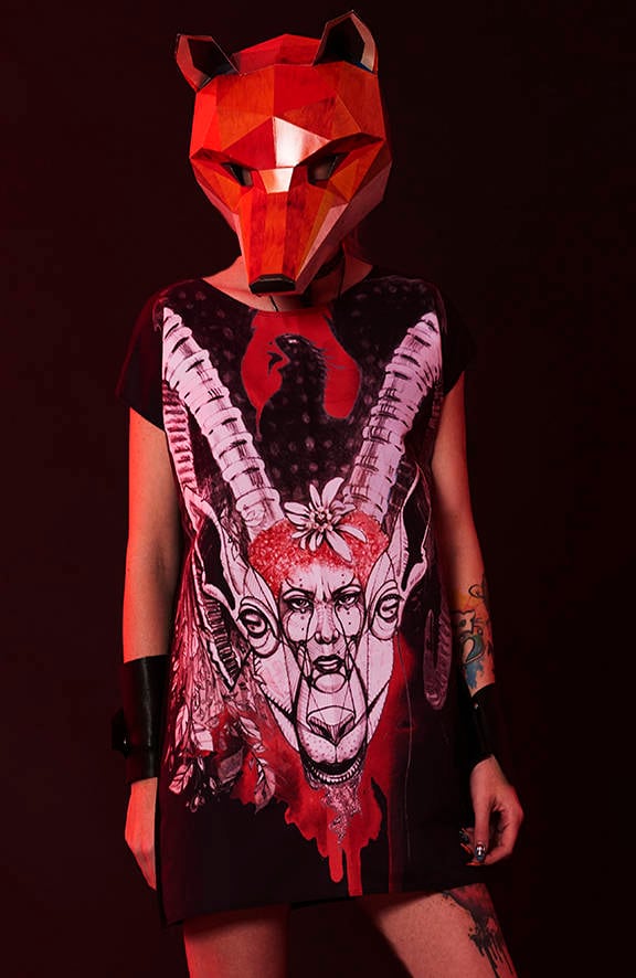 Capricorn Göttin Kunstdruck Kleid Gothic Pagan Tunika von REBELLYANN