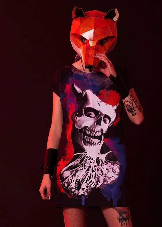 Halloween Skull Art Dress Gothic Teufel Pagan Print von REBELLYANN