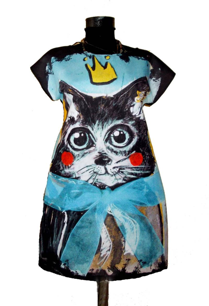 Katzen Print Kleid Alice Im Wunderland Tunika von REBELLYANN